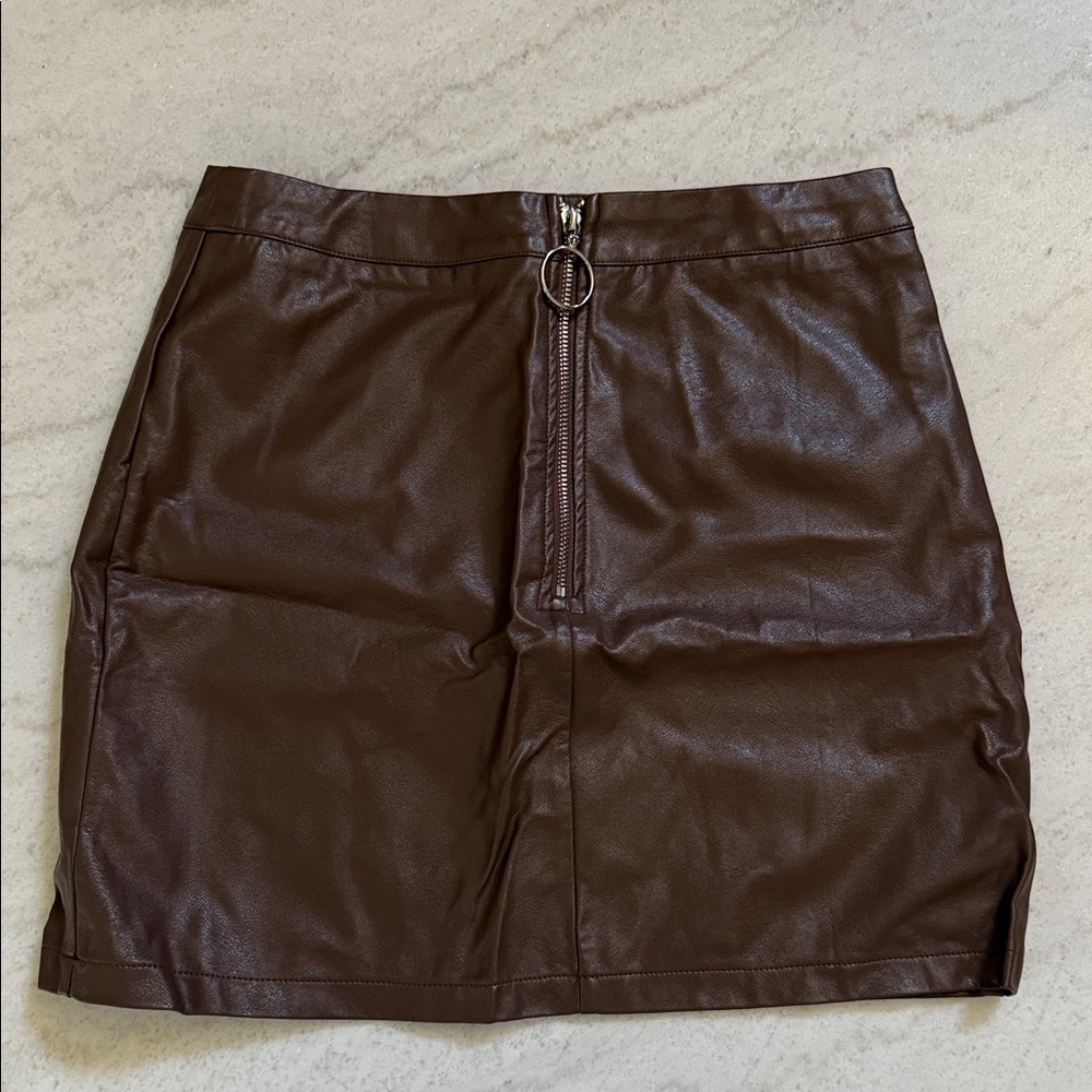 Brown Leather Mini Skirt